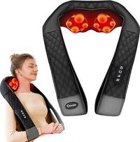 KNQZE kaklo masažuoklis su šiluma 2025, 4D Shiatsu masažuoklis kaklui ir pečiams, mažina kaklo įtampą, gilus kaklo, pečių, nugaros masažas, dovanos moterims, motinoms ir tėvams
