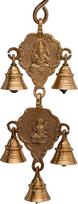 Purpledip žalvario antikvarinis apdaila Ganesha Lakshmi Bell Wall Hanging (10767)