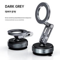 Aluminum Folding Car Mount: Double Suction Cup, Strong Magnetic, 3-Axis Adjustable Phone Holder X53