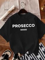 PROSECCO NUOTAIKA Spausdintas Laisvalaikio trumpomis rankovėmis apvalia kaklo iškirpte T-shirt Poliesteris Moteriški drabužiai Raidžių raštas Įprastas ilgis S