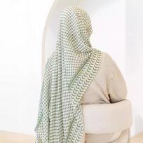 Palestinian Print Chiffon Headscarf, Middle Eastern Hattah Keffiyeh Above 175cm šviesiai žalios spalvos
