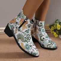 Madingi siuvinėti ankle boots, riterio batai, storas kulnas, 40-43 35
