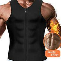 Men's Plus Size Tummy Control Waist Trainer Vest - Sweat Enhancing Fitness Shaper with Zipper L