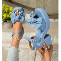Fashion 2025 Summer Women's Fashion Sandals Platform Bow Tie Buckle Strap Dress Sandals Chunky High Heel Shoes for Casual Party Outfits 35 džinsas