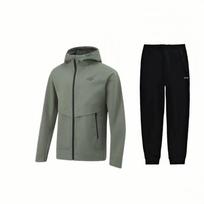 Li-Ning Water-Resistant Windbreaker Jacket With Hood And Letter Zipper Long Sleeve Comfortable Pants Casual Sports Suit AFDU951-4+AKLSC99-1 L