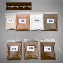 Natūralūs septynių rūšių smilkalų milteliai Budos garbinimui šventyklose, patalpų oro valymui, maišelių ir smilkalų gamybos žaliavos Seven-spice powder
