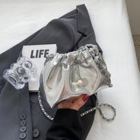 2025 Lux Pleated Cloud Chain Shoulder/Crossbody Bag - Elegant Women's Fashion Accessory 20cm x 9cm x 13cm sidabras