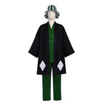 Anime Bleach Cosplay Urahara Kisuke Gotei 13 Kostiumas Kimono Uniforma Apsiaustas Viršus Kelnės Skrybėlė Pilnas Kostiumas Helovino Kostiumui Suaugusiems L 50-55kg smėlis