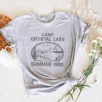 Stovyklos Crystal Lake marškinėliai Penktadienis 13-oji Vintage marškinėliai Siaubo filmų marškinėliai Stovyklos vadovo marškinėliai 80-ųjų Retro trumpomis rankovėmis viršutiniai drabužiai S