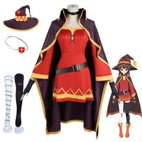 Anime figūrėlės Megumin Cosplay kostiumas Karnavalo uniforma Suknelė Skrybėlė Pirštinės Aksesuarai Helovino kostiumų vakarėlis Mergaitėms Moterims S 40-45kg smėlis