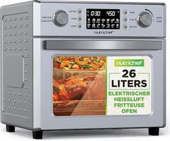 "NutriChef" elektrinė karšto oro orkaitė 26 l, karšto oro keptuvė ir kepsninė su 1700 W, skirta stalviršiui, 360° pasukimo funkcija, 10 iš anksto suprogramuotų skaitmeninių programų, įskaitant lašėjimo padėklą