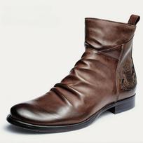 Madingi vyriški batai Šoninis užtrauktukas Odiniai batai Madingi Lauko Darbo Ankle Boots Didelio Dydžio Aukštakulniai Batai Rankų Darbo Platforma Chelsea Batai 39 gray