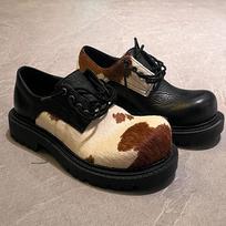 Fashion 2025 Big Size 46 Unisex Retro Derby Shoes Women Vintage Lace-up Cow Patterned Horsehair Big Toe Flats Shoes for Men 44 beige