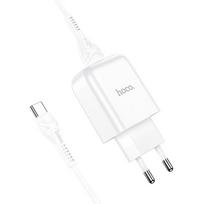Hoco USB A 2A 10W + USB A to USB C N2 white phone charger
