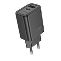 Hoco USB A + USB C QC3.0 PD 3A 30W N63 black phone charger