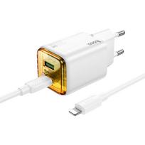 Hoco USB A + USB C QC3.0 PD 3A 20W + cable USB C to USB C N52 white