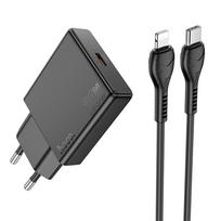 Hoco Slim USB C QC PD 30W + USB C to Lightning N37 black phone charger