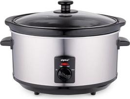 alpina Slow Cooker 3,5 l - daugiafunkcinė viryklė su pašildymo funkcija - puodas su keramine vidine lėkšte ir stikliniu dangčiu - daugiafunkcinė viryklė 240 W - nerūdijančio plieno puodas, sidabrinės spalvos