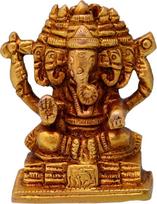 Purpledip Ganesha Ganapathi Vinayak in Panchmukhi Avatar skulptūra iš kieto žalvario metalo (10696)