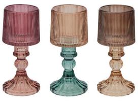 Stiklinė žvakidė LAMP, rausvos sp., 3 spalvos, 17 cm