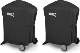 "Weber Premium" grilio dangtis Q1000/2000 su stovu/su vežimėliu, pralaidus orui, atsparus ultravioletiniams spinduliams ir vandeniui, apsaugantis nuo vėjo ir oro sąlygų, su "Velcro" užtrauktuku tvirtinimui, grilio dangtis - juodas (7120)