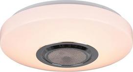 Reality Leuchten Maia R69021101 LED lubų šviestuvas plastikinis baltas su 10 W LED "Bluetooth" garsiakalbiu Nuotolinio valdymo reguliatorius Dimmer Spalvų keitimas