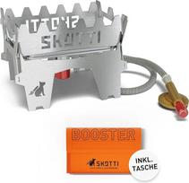 SKOTTI Booster, stovyklavimo viryklė dujinė mini, 2,1 kW sulankstoma ir nešiojama dujinė viryklė, idealiai tinka virti ir kepti, propano dujinė viryklė, maža stovyklavimo viryklė, dujinė viryklė stovyklavimui treke ir lauke