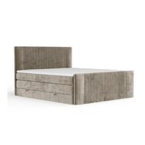 Šviesiai rudos spalvos spyruoklinė lova su sandėliavimo vieta 200x200 cm Bergamo – Maison de Rêve