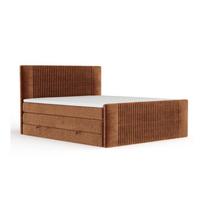 Oranžinės spalvos spyruoklinė lova su sandėliavimo vieta 200x200 cm Bergamo – Maison de Rêve