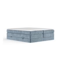 Mėlynos spalvos spyruoklinė lova su sandėliavimo vieta/be galvūgalio 200x200 cm Juniper – Maison de Rêve