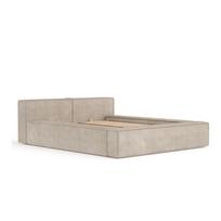 Smėlio spalvos dvigulė lova audiniu dengta su sandėliavimo vieta su lovos grotelėmis 180x200 cm Voliera – Maison de Rêve