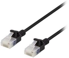 DELTACO U/UTP Cat6a jungiamasis kabelis, plonas, 3,5 mm skersmens, 2 m, juodas
