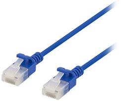 DELTACO U/UTP Cat6a jungiamasis kabelis, plonas, 3,5 mm skersmens, 0,3 m, mėlynas