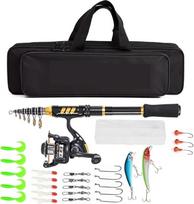 Angelrute und Rolle Combo Komplettset Spining Angelrolle Gear Organizer Pole Set Teleskop-Spinnruten-Kit