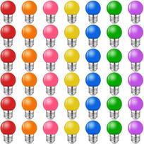 MZYOYO 42 spalvotų lempučių pakuotė, E27 LED lemputė, 2 W, spalvota lemputė, E27 lauko, G45 spalvotos lemputės, skirtos pasakų žibintams, vakarėliams, kalėdinėms dekoracijoms, raudona, žalia, mėlyna, oranžinė, geltona
