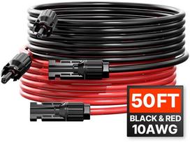 Saulės baterijų prailginimo laidas, 10AWG, 15.2 m, su jungtimis, dvigubas laidas, saulės energijos kabelis