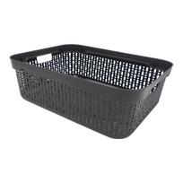 Plastikinė dėžutė su skylutėmis, 30 × 20 × 9 cm JUODA