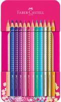 Spalvoti pieštukai Faber-Castell SPARKLE metalinėje dėž., 12 sp.