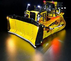"LocoLee" LED žibintų rinkinys, suderinamas su LEGO "Cat D11" buldozeriais, dekoratyvinių LED žibintų rinkinys, suderinamas su LEGO 42131 Technic "Cat D11" buldozerio žibintų rinkiniu, be modelio (standartinė versija)