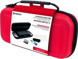Nacon - Essential Pack for Nintendo Switch II – Hard Case, Screen Protector, and Storage Box for 4 Games (Red):
