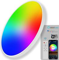 Išmanusis RGB lubų šviestuvas su "Alexa" / "Google Home", 30 W, 16 milijonų spalvų ir IP44 atsparumas vandeniui, 30 cm LED lubų šviestuvas miegamajam, vonios kambariui, svetainei, nuotolinis valdymas ir programėlės nustatymas, baltas
