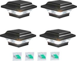 XRR pakuotė iš 4 saulės stulpų dangtelių žibintai 7 x 7 8 x 8 9 x 9 10 x 10 12 x 12 15 x 15 LED stulpų dangtelis tvoros šviesa IP65 vandeniui atsparus tvoros stulpų žibintas mediniams metaliniams stulpams sodo dekoratyvinė bronza