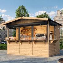 Medinis prekybinis kioskas su žaliuzėmis 263 x 336 cm / 6 m2 - TIMBELA M150BZ