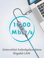 Graugear GRAUGEAR USB HUB USB-HUB 3x USB 3.0 prievadai Type-A+ Gbit LAN mažmeninė prekyba