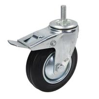 Pasukamas ratas fi 125mm guma su stabdžiu su sriegiuotu kotu, keliamoji galia 100 kg N184125D