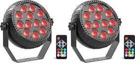 "Glowingstage" 2 vnt. mini RGB akumuliatoriaus scenos šviesos, įkraunamas 12 LED par žibintas su nuotolinio valdymo LED prožektoriumi, diskotekų šviesa, vakarėlių šviesa DJ vakarėliams, diskotekų barams, vestuvėms, Helovinui, Kalėdoms