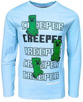 Marškinėliai ilgomis rankovėmis berniukams Minecraft Creeper, mėlyni
