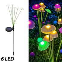 Saulės energija maitinamos medūzos grybo LED lemputės IP65 vandeniui atsparios lauko sodo takeliui Kalėdų šventės dekoratyvinis apšvietimas 6 LED įvairiaspalvis