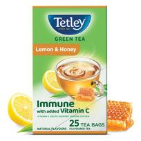 Tetley žalioji arbata su citrina ir medumi 25 arbatos pakeliai 39g Natūralaus skonio žolelių atgaivinantis gėrimas