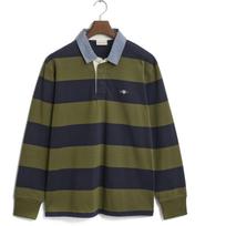 Polo marškiniai ilgos rank. vyrams, Žalia, reg chambray stripe